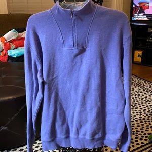 EUC Kirkland men’s light blue/purple LS pullover zip up halfway Large